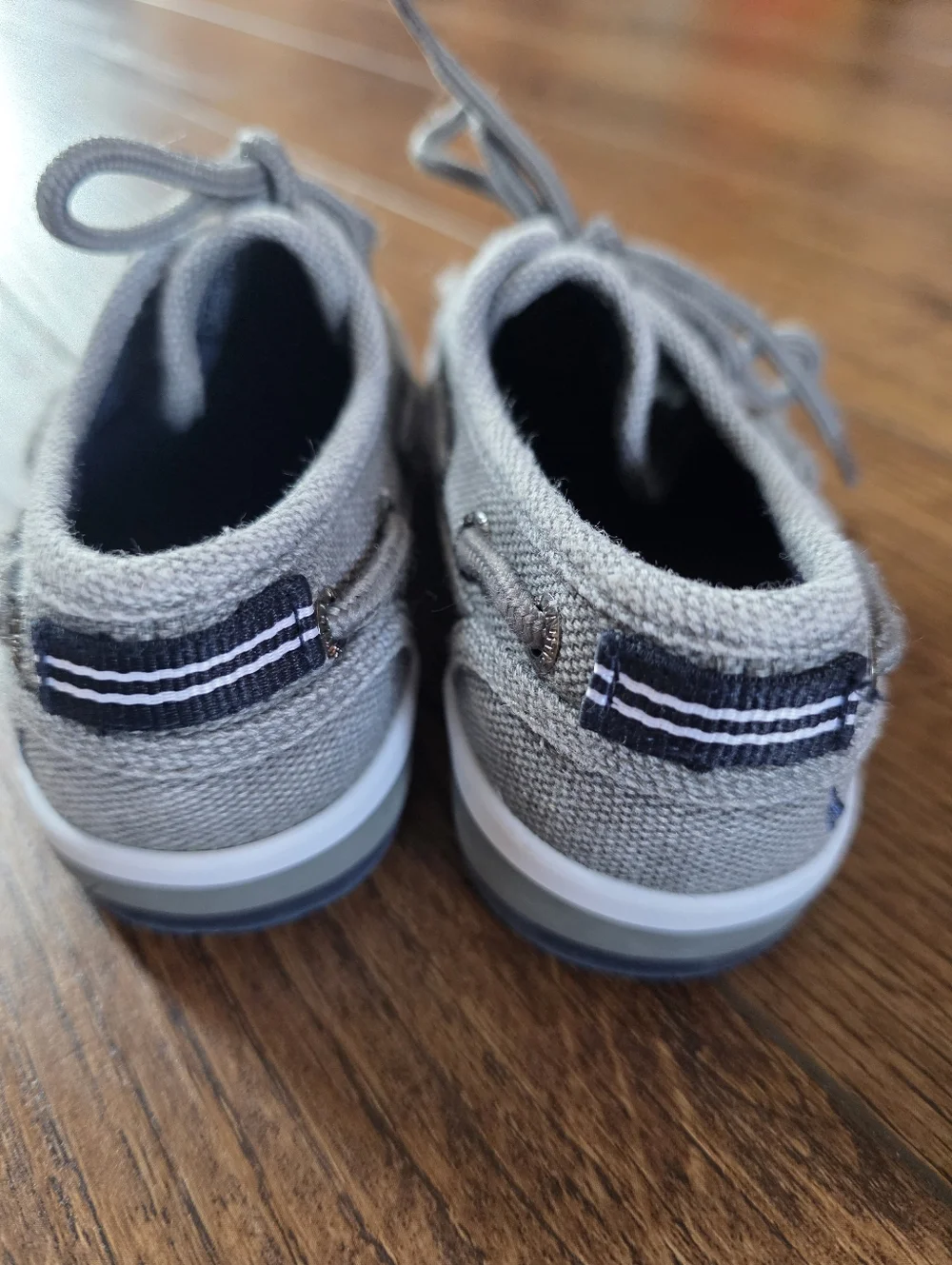 Nautica Kids Light Gray Canvas Moccasin Boat Shoes